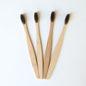 Biodegradable Charcoal Infused Bamboo Toothbrushes (single or set of 4)