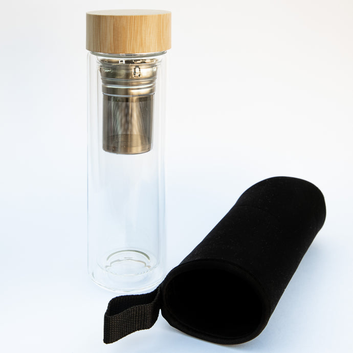 Double Wall Borosilicate Glass Water Bottle (450ml)