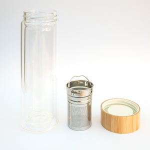 Double Wall Borosilicate Glass Water Bottle (450ml)