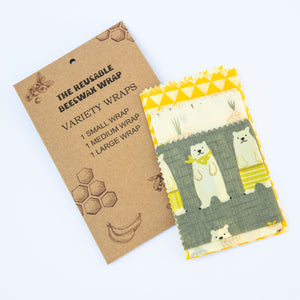 Natural Beeswax Wraps (S,M,L set)
